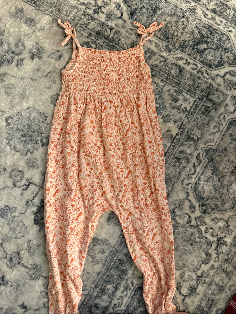 Girls Floral One-Piece Romper — Peach Floral • 4T